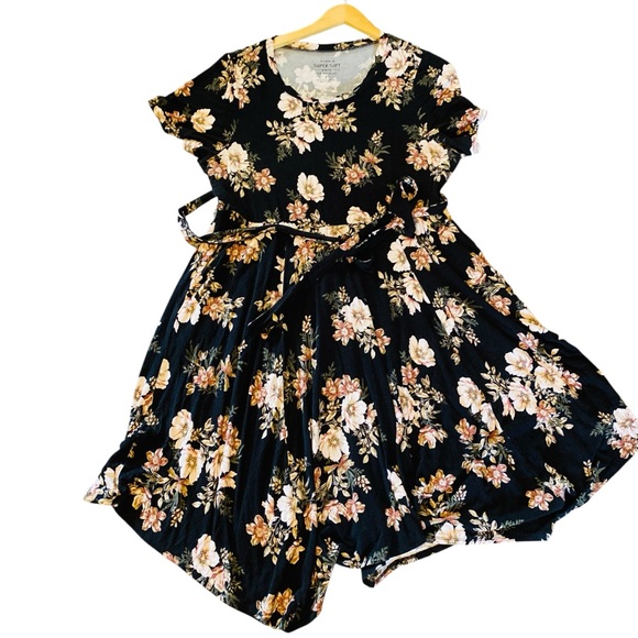torrid Dresses & Skirts - TORRID Black Super Soft Knits Floral Skater Dress